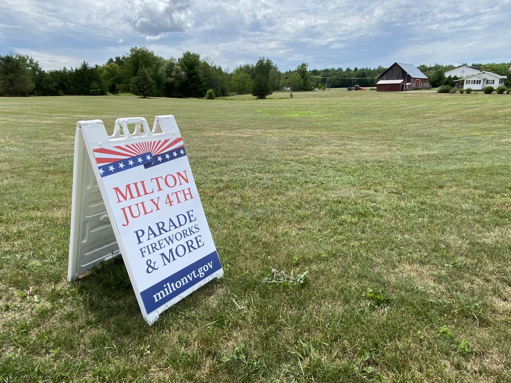 Milton July 4 fireworks and parade sign